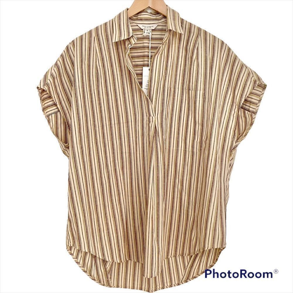 French Connection Oversized Stripe Popover Sleeveless Shirt, NWT